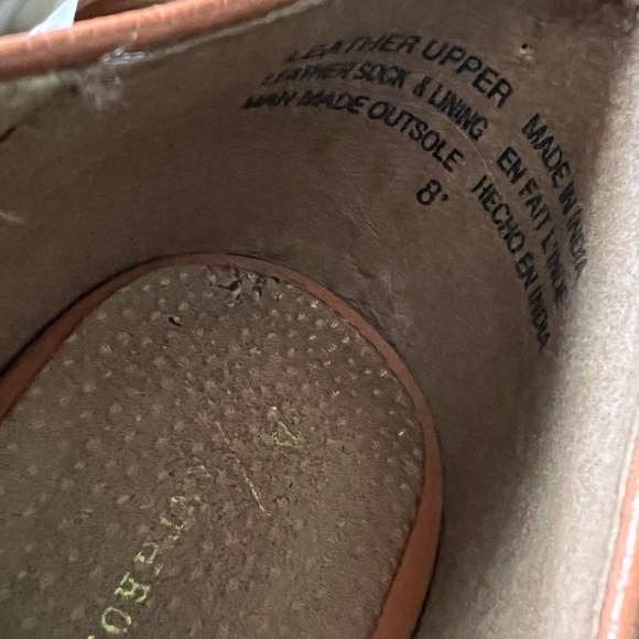 Anthropology Peep Toe Flats Orange Leather size 8 - Picture 5 of 5